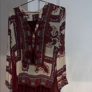 Anthropologie Tiny size small Bohemian Print Women's Top - Red and Cream